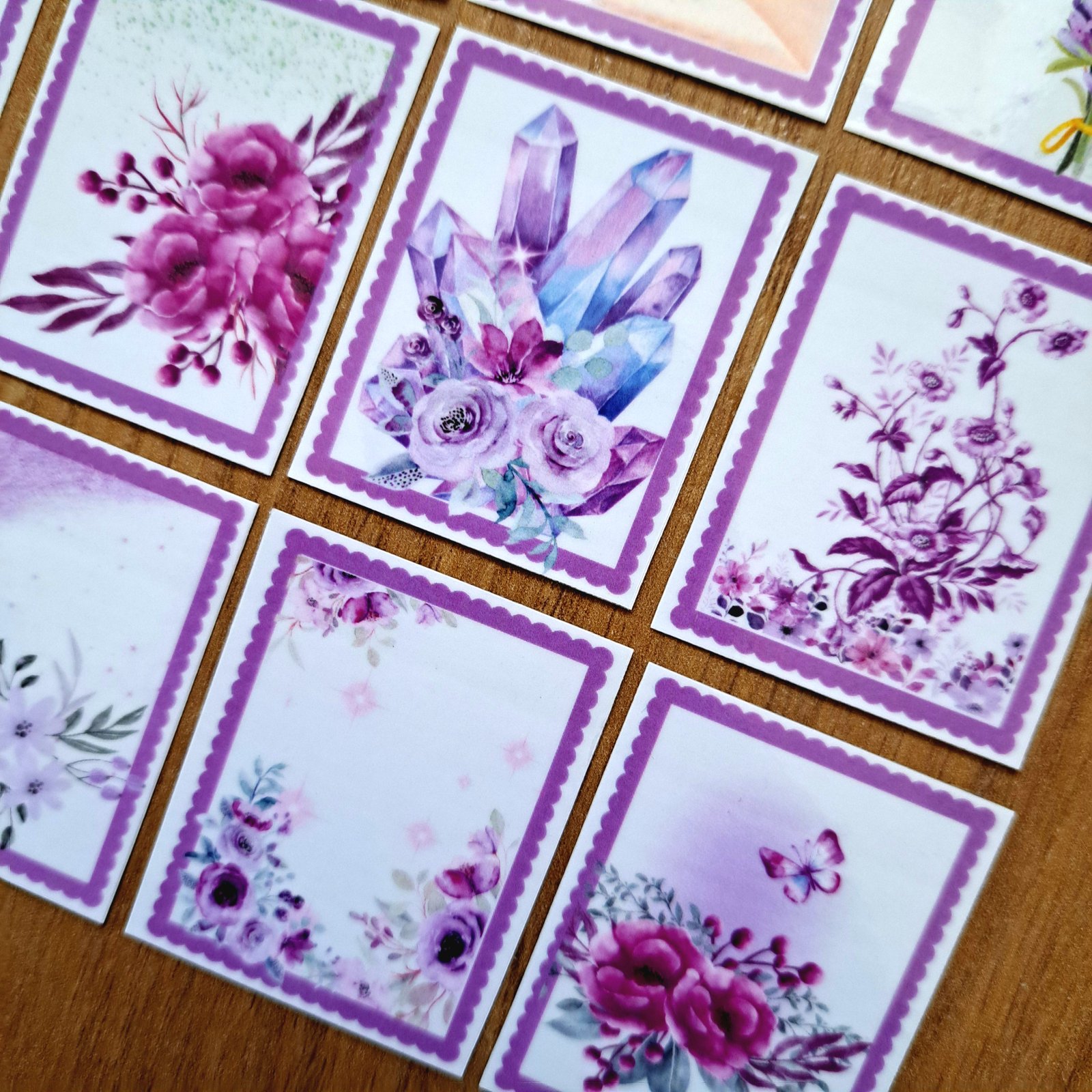 Transparent lavender stamps